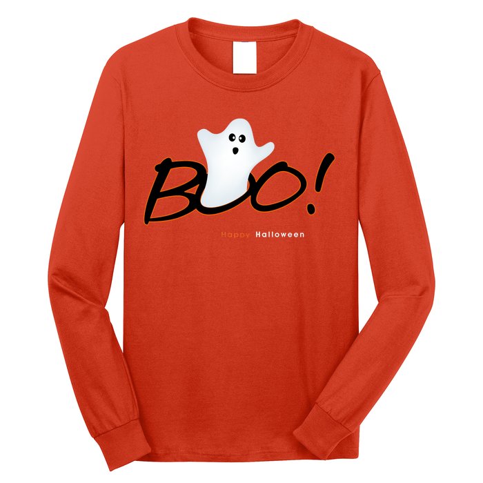 Boo Happy Halloween Ghost Long Sleeve Shirt