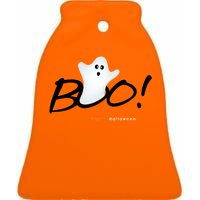 Boo Happy Halloween Ghost Ceramic Bell Ornament