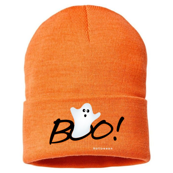 Boo Happy Halloween Ghost Sustainable Knit Beanie