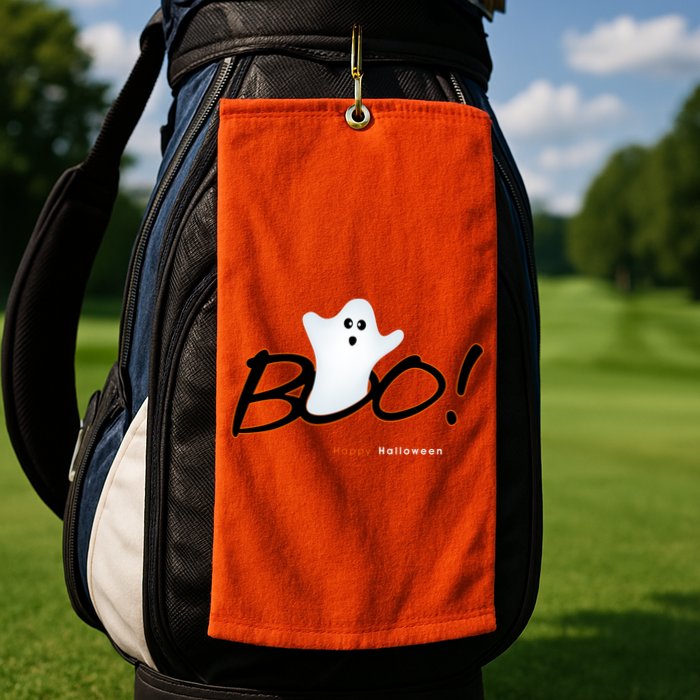 Boo Happy Halloween Ghost Golf Towel
