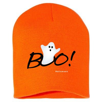 Boo Happy Halloween Ghost Short Acrylic Beanie