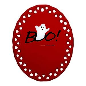 Boo Happy Halloween Ghost Ceramic Oval Ornament