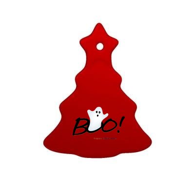 Boo Happy Halloween Ghost Ceramic Tree Ornament