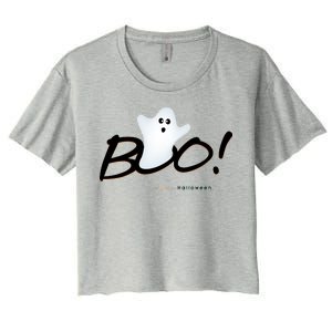 Boo Happy Halloween Ghost Women's Crop Top Tee