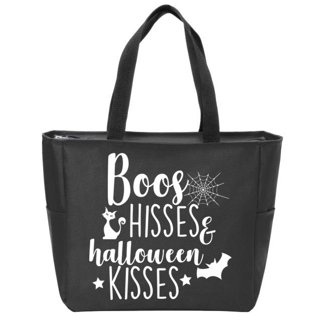 Boo Hisses Halloween Kisses Zip Tote Bag
