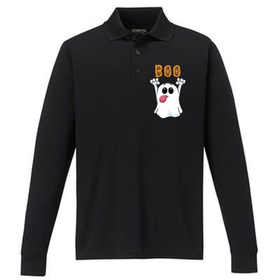 Boo Silly Ghost Performance Long Sleeve Polo