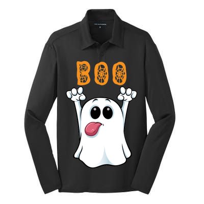 Boo Silly Ghost Silk Touch Performance Long Sleeve Polo