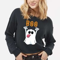 Boo Silly Ghost Cropped Pullover Crew