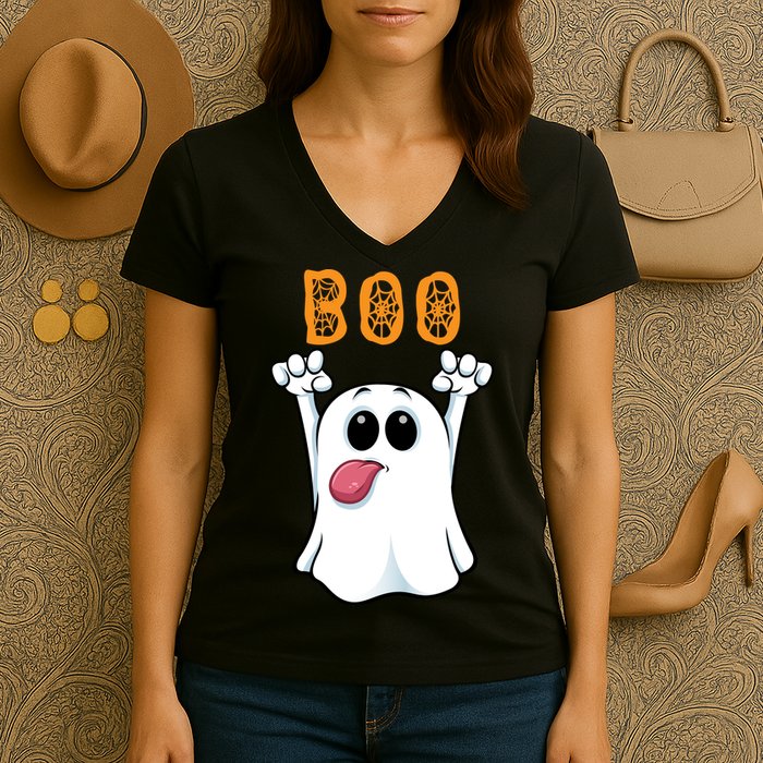 Boo Silly Ghost Women's V-Neck T-Shirt