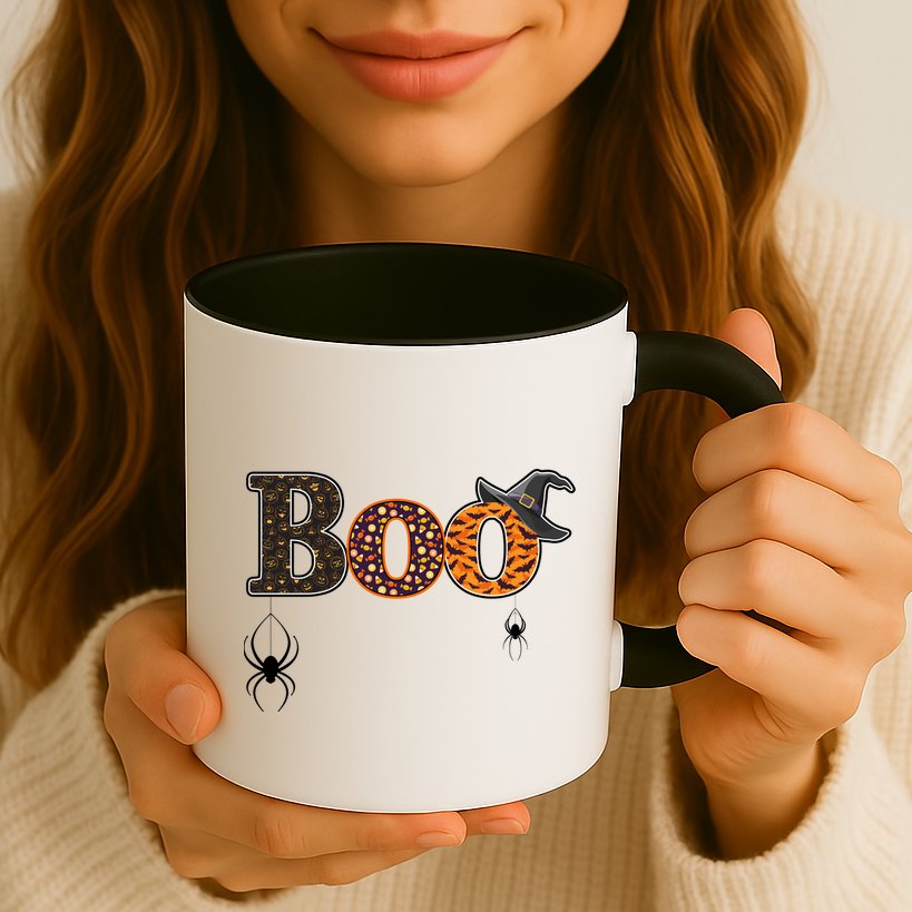 BOO Spiders Witches Logo Mug