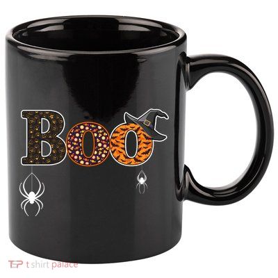 BOO Spiders Witches Logo 11oz C Handle Ceramic Mug