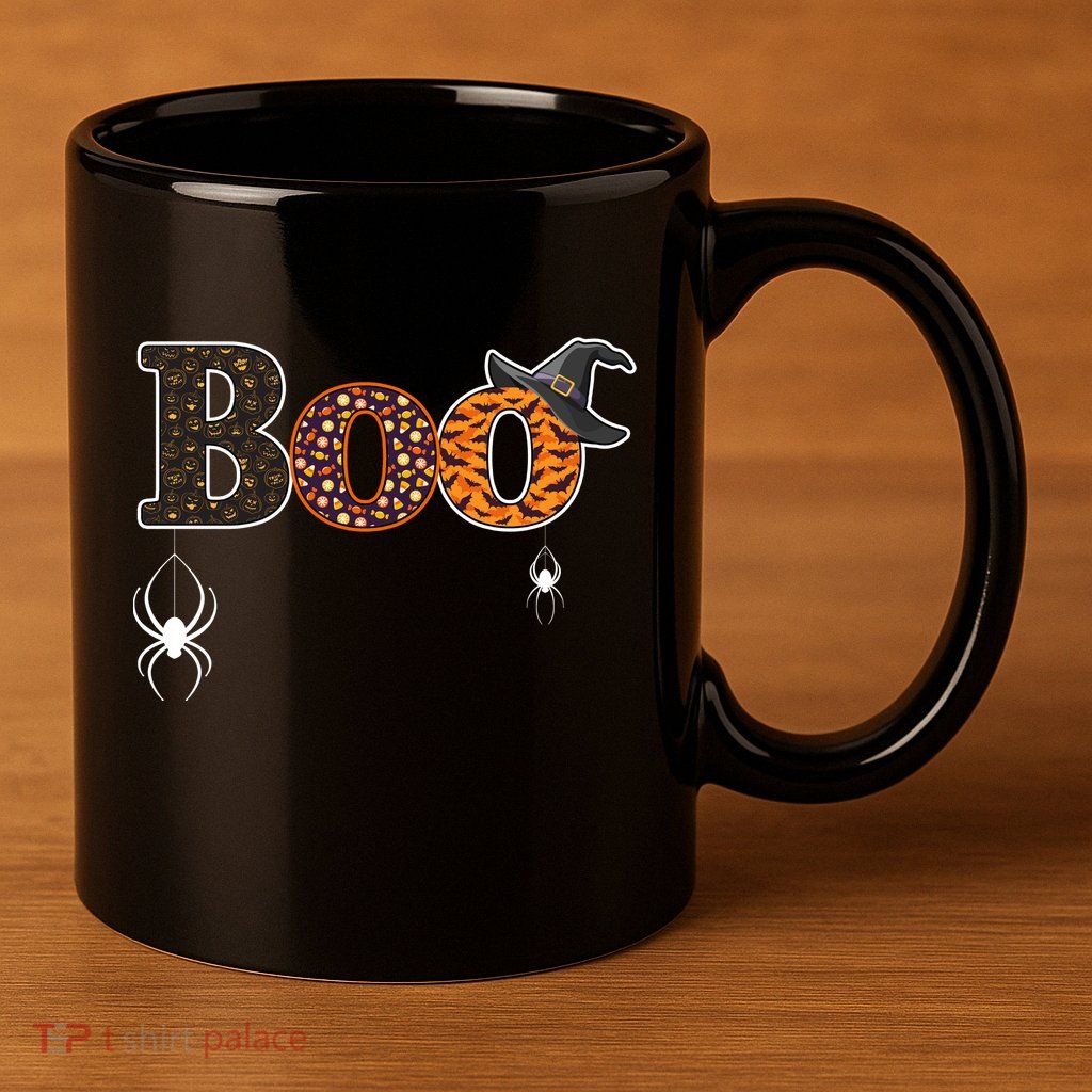 BOO Spiders Witches Logo 11oz C Handle Ceramic Mug