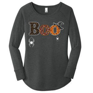 BOO Spiders Witches Logo Women's Perfect Tri Tunic Long Sleeve Shirt