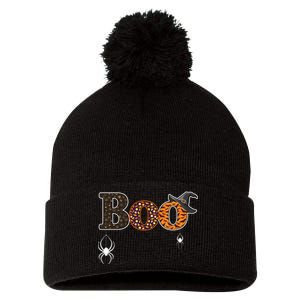 BOO Spiders Witches Logo Pom Pom 12in Knit Beanie