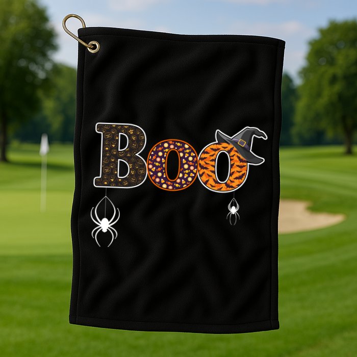 BOO Spiders Witches Logo Golf Towel