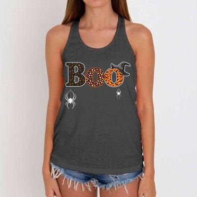 BOO Spiders Witches Logo Women's Knotted Racerback Tank