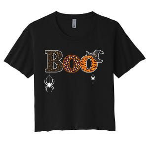 BOO Spiders Witches Logo Women's Crop Top Tee