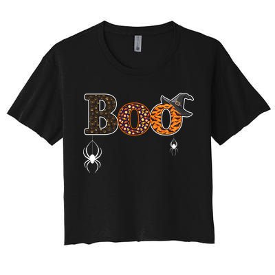 BOO Spiders Witches Logo Women's Crop Top Tee