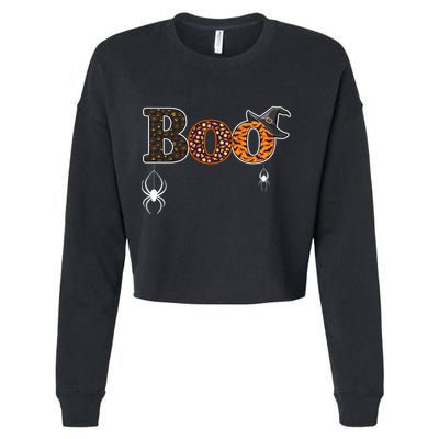 BOO Spiders Witches Logo Cropped Pullover Crew