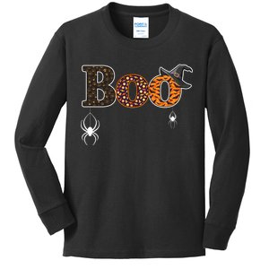 BOO Spiders Witches Logo Kids Long Sleeve Shirt