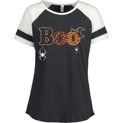 BOO Spiders Witches Logo Enza Ladies Jersey Colorblock Tee