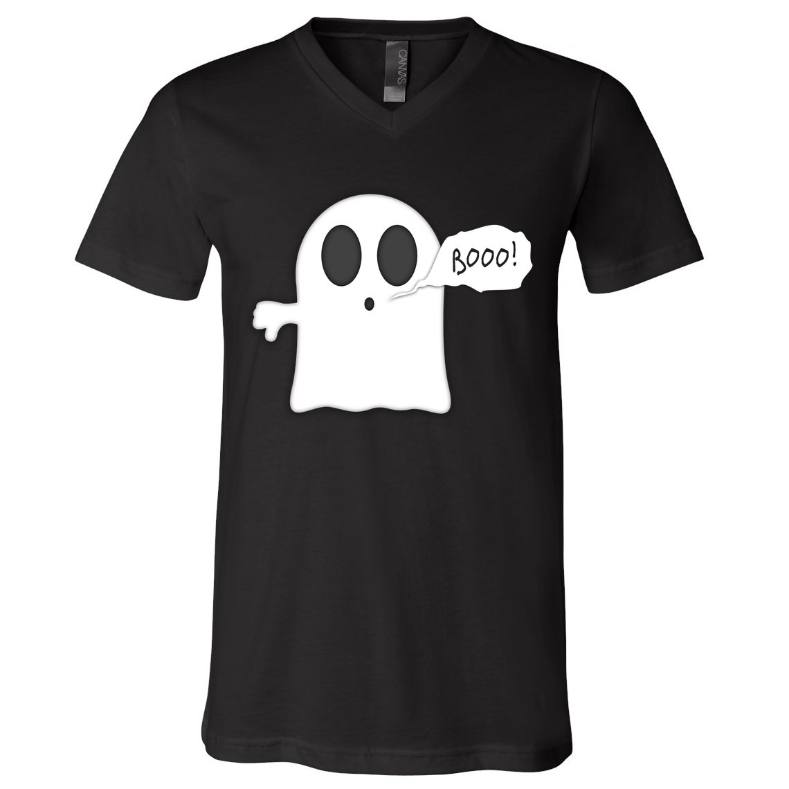 Boo Thumbs Down Ghost V-Neck T-Shirt