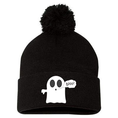 Boo Thumbs Down Ghost Pom Pom 12in Knit Beanie