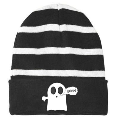 Boo Thumbs Down Ghost Striped Beanie with Solid Band