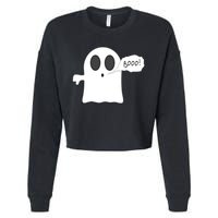 Boo Thumbs Down Ghost Cropped Pullover Crew