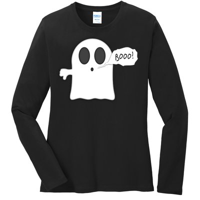 Boo Thumbs Down Ghost Ladies Long Sleeve Shirt