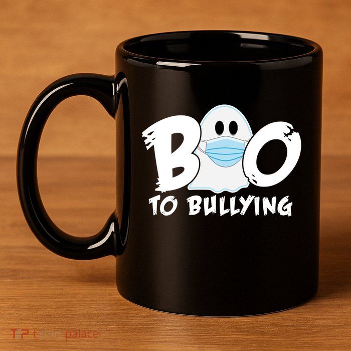 Boo To Bullying Quarantine Ghost 11oz C Handle Ceramic Mug