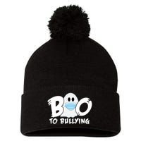 Boo To Bullying Quarantine Ghost Pom Pom 12in Knit Beanie