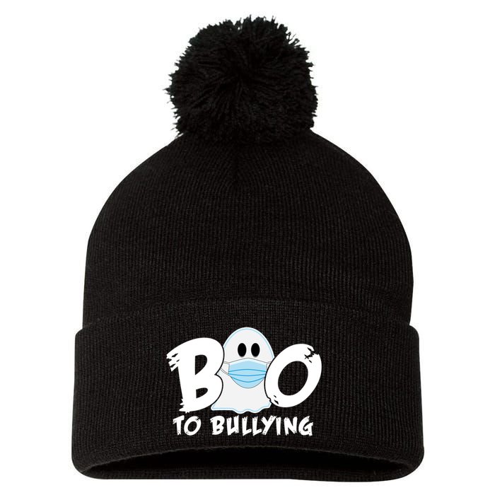 Boo To Bullying Quarantine Ghost Pom Pom 12in Knit Beanie