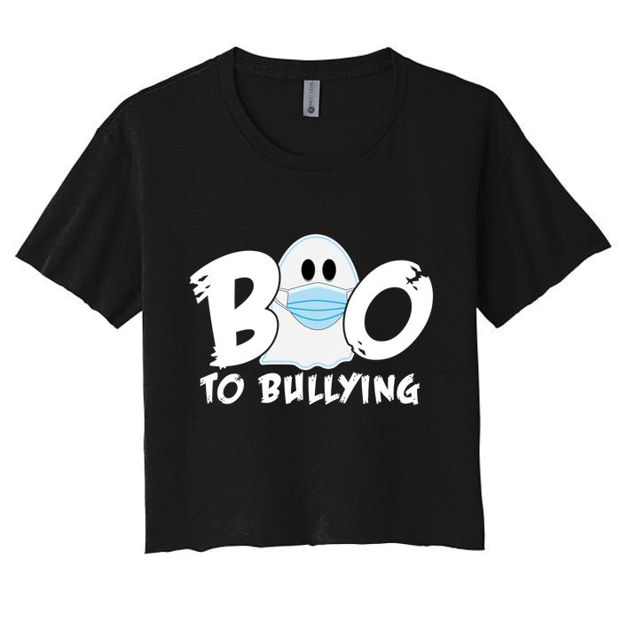 Boo To Bullying Quarantine Ghost Women's Crop Top Tee