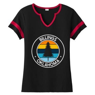 Billings Oklahoma Ok Usa City Pride Retro Sunset Ladies Halftime Notch Neck Tee