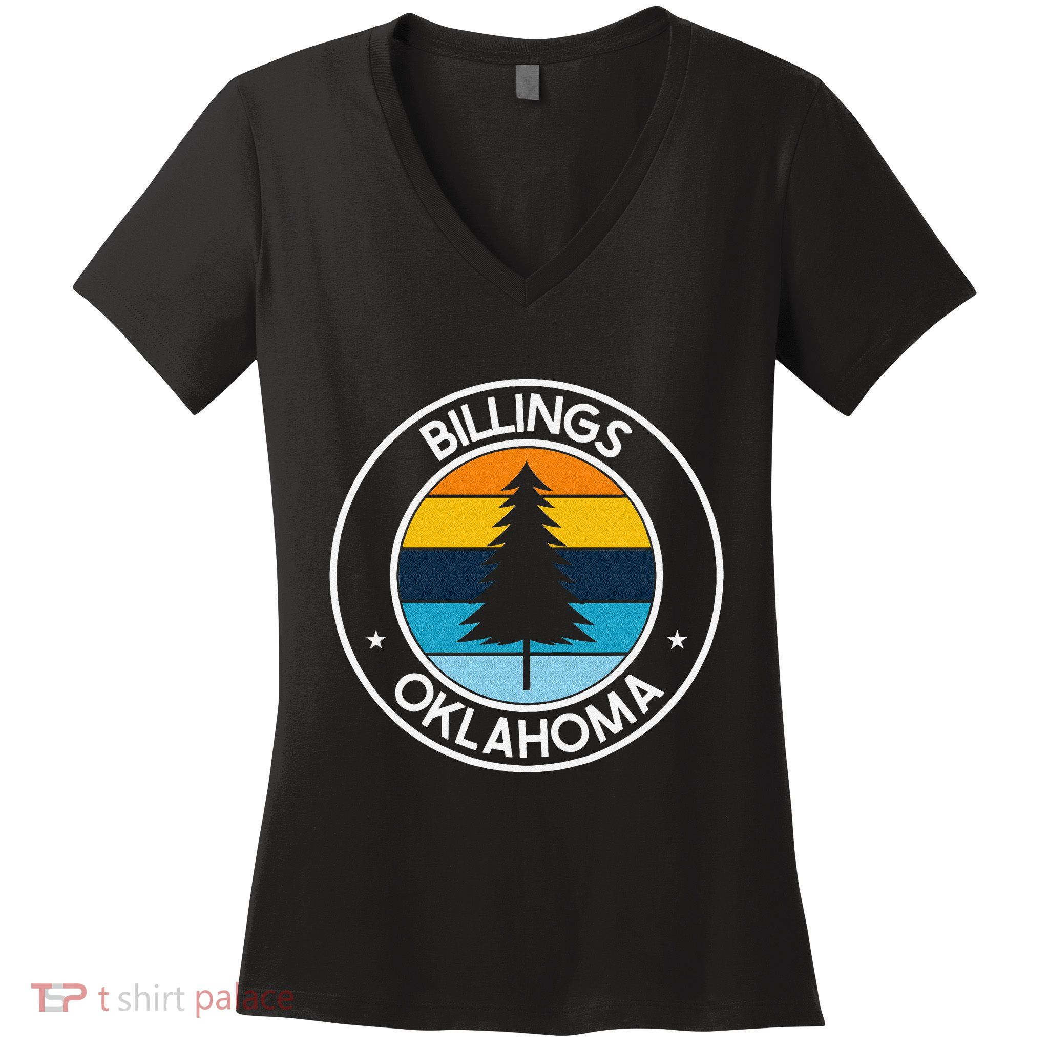 Billings Oklahoma Ok Usa City Pride Retro Sunset Women's V-Neck T-Shirt