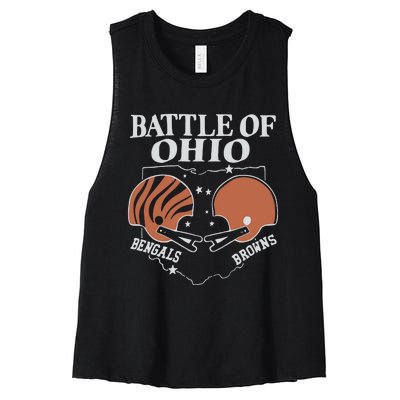 Battle Of Ohio Bengal And Browns Women's Racerback Cropped Tank