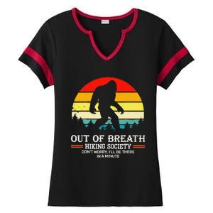 Bigfoot Out Of Breath Hiking Society Sasquatch Wilderness Ladies Halftime Notch Neck Tee