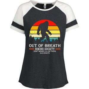 Bigfoot Out Of Breath Hiking Society Sasquatch Wilderness Enza Ladies Jersey Colorblock Tee