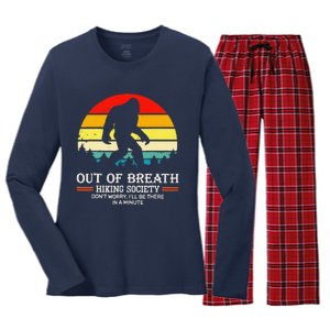 Bigfoot Out Of Breath Hiking Society Sasquatch Wilderness Women's Long Sleeve Flannel Pajama Set 