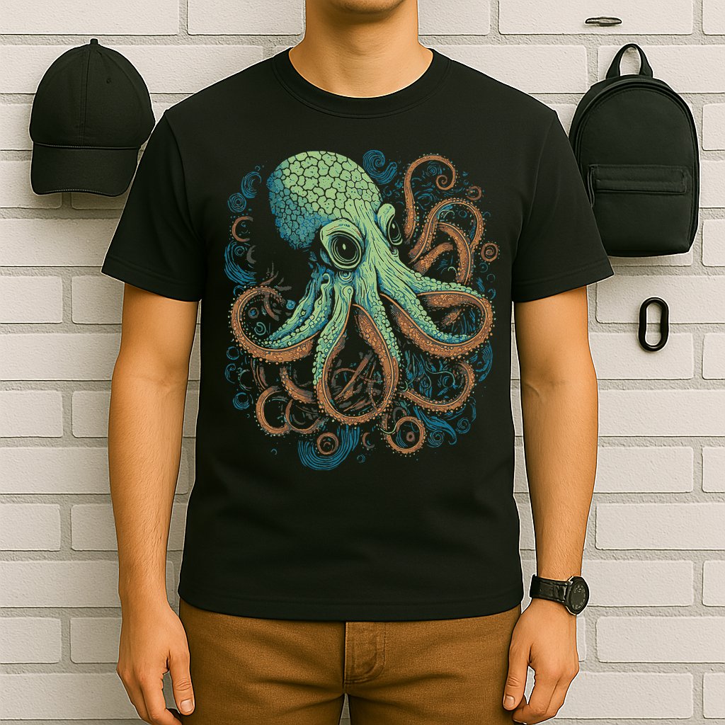 Beautiful Octopus Ocean Animal Lover Artistic Graphic T-Shirt