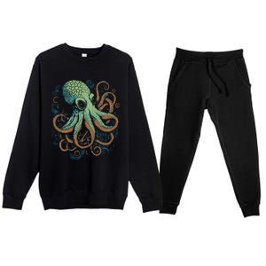 Beautiful Octopus Ocean Animal Lover Artistic Graphic Premium Crewneck Sweatsuit Set