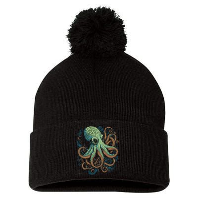 Beautiful Octopus Ocean Animal Lover Artistic Graphic Pom Pom 12in Knit Beanie