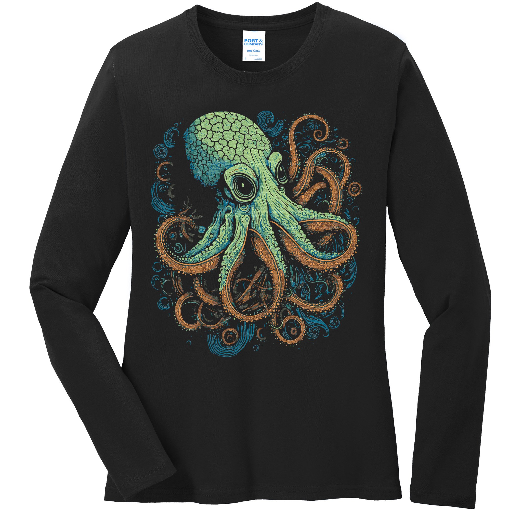 Beautiful Octopus Ocean Animal Lover Artistic Graphic Ladies Long Sleeve Shirt