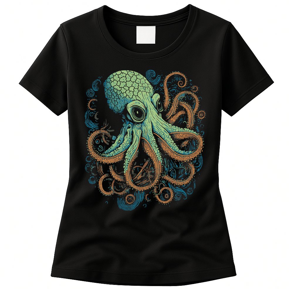 Beautiful Octopus Ocean Animal Lover Artistic Graphic Womens T-Shirt