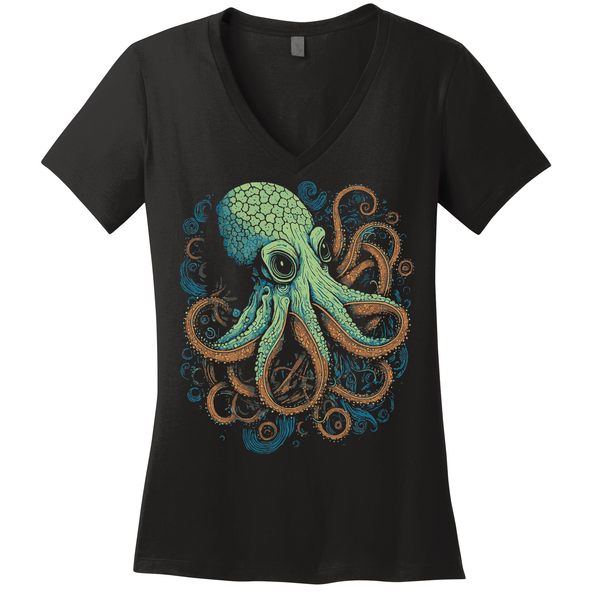 Beautiful Octopus Ocean Animal Lover Artistic Graphic Women's V-Neck T-Shirt