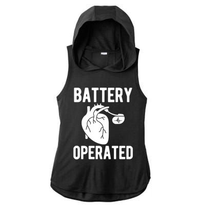 Battery Operated Open Heart Surgery Survivor Cool Gift Ladies PosiCharge Tri-Blend Wicking Draft Hoodie Tank