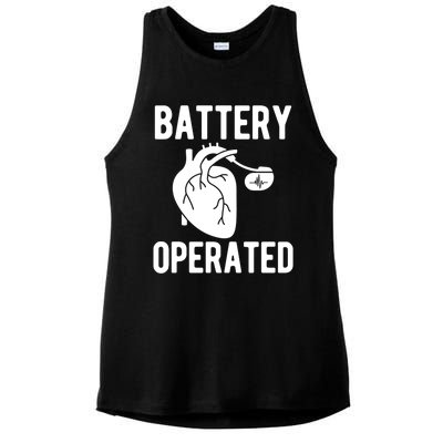 Battery Operated Open Heart Surgery Survivor Cool Gift Ladies PosiCharge Tri-Blend Wicking Tank