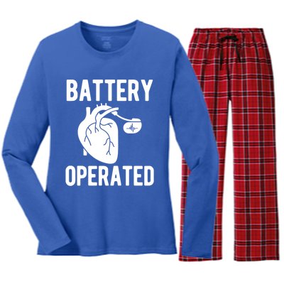 Battery Operated Open Heart Surgery Survivor Cool Gift Women's Long Sleeve Flannel Pajama Set 