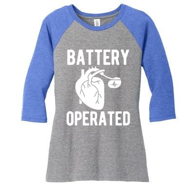 Battery Operated Open Heart Surgery Survivor Cool Gift Women's Tri-Blend 3/4-Sleeve Raglan Shirt